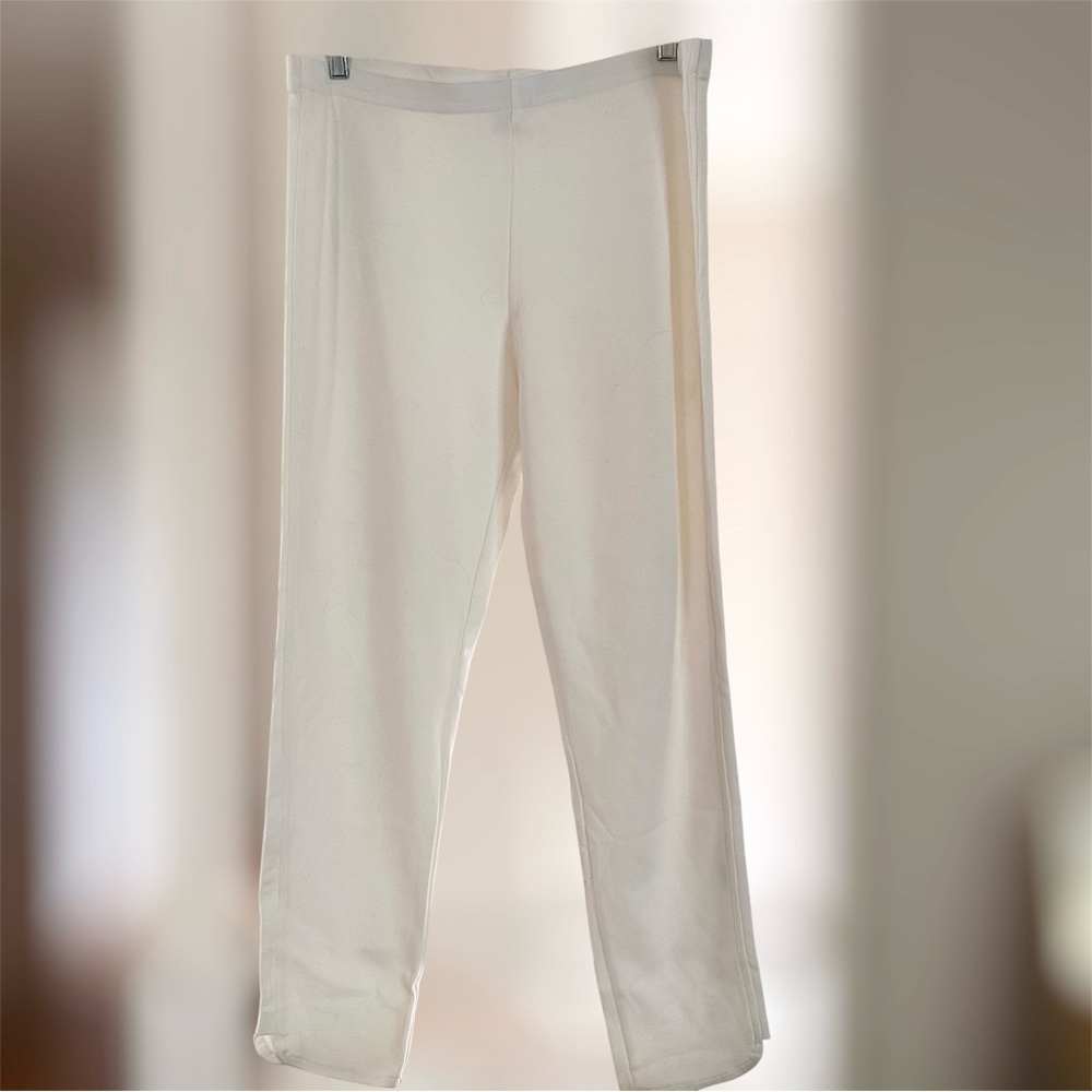 JOAN VASS White Ponte Ankle Pants 10/12